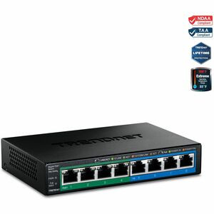TRENDnet 8-Port Gigabit GREENnet PoE+ Switch, 4 x Gigabit PoE-PoE+ Ports, 4 x Gigabit Ports, 61W Power Budget, 16 Gbps Switch Capacity, Ethernet Unmanaged Switch, Lifetime Protection, Black, TPE-TG44G - 8-port GREENnet Gigabit PoE+ Switch (4 PoE+; 4 