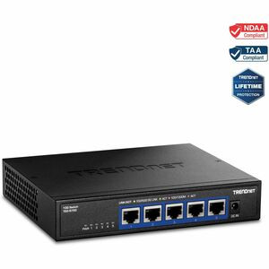 TRENDnet 5-Port 10G Switch, 5 x 10G RJ-45 Ports, 100Gbps Switching Capacity, Supports 2.5G and 5G-BASE-T Connections, Lifetime Protection, Black, TEG-S750 - 5 Ports - 10 Gigabit Ethernet - 10GBase-T - 2 Layer Supported - Power Adapter - 11.90 W Power
