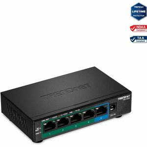 TRENDnet 5-Port Gigabit PoE+ Switch, 32W PoE Power Budget, 10Gbps Switching Capacity, IEEE 802.1p QoS, DSCP Pass-Through Support, Fanless, Wall Mountable, Lifetime Protection, Black, TPE-TG52 - 5 Ports - Gigabit Ethernet - 10/100/1000Base-T - 2 Layer