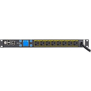 Eaton Metered Input rack PDU, 1U, 5-20P, L5-20P input, 10 ft cord, Single-phase, 100-127V, Outlets: (8) 5-20R - NEMA 5-20P - 8 x NEMA 5-20R - 120 V AC - 1920 W - Network (RJ-45) - 1U - Horizontal - Rack-mountable