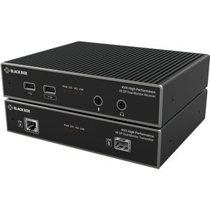 Black Box KVXHP-200 KVM Extender - 2 Computer(s) - 1 Local User(s) - 13123.36 ft Range - 4K - 4096 x 2160 Maximum Video Resolution - 2 x Network (RJ-45) - 6 x USB - DisplayPort - 12 V DC Input Voltage - Rack-mountable - 1U - TAA Compliant