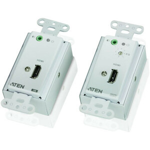 ATEN HDMI Over Cat 5 Extender Wall Plate-TAA Compliant - 1 Input Device - 1 Output Device - 196.85 ft Range - 4 x Network (RJ-45) - 1 x HDMI In - 1 x HDMI Out - Full HD - 1920 x 1080 - Wall Mountable