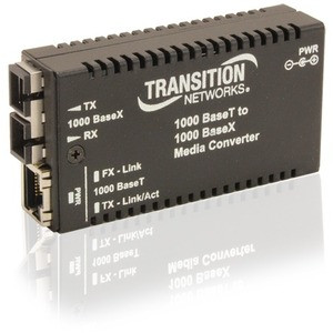 Transition Networks Mini Gigabit Ethernet Media Converter - 1 x Network (RJ-45) - 10/100/1000Base-T, 1000Base-X - 328.08 ft - 1 x Expansion Slots - SFP - 1 x SFP Slots - Wall Mountable, Rack-mountable, Desktop