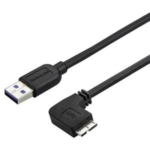 StarTech.com 0.5m 20in Slim Micro USB 3.0 (5Gbps) Cable - M/M - USB 3.0 A to Right-Angle Micro USB - USB 3.2 Gen 1 - Position your USB 3.0 Micro devices with less clutter and according to your configuration needs, with a thin, more flexible cable - 0
