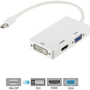 Axiom 3-in-1 Mini DisplayPort to HDMI, VGA and DVI Video Adapter - DVI/HDMI/Mini DisplayPort/VGA A/V Cable for Audio Device, Video Device, Notebook, Tablet, iMac, MacBook Pro - First End: 1 x Mini DisplayPort 1.1a Digital Audio/Video - Male - Second 