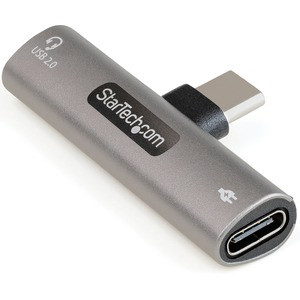 StarTech.com USB C Audio & Charge Adapter, USB-C Audio Adapter, USB C Audio Headset Port and USB Type-C PD Charger, For USB-C Phone/Tablet - USB C audio and charge adapter w/ USB-C port for headset/headphones/data transfer and USB-C port for 60W Powe