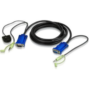 ATEN Port Switching VGA Cable - 9.84 ft Mini-phone/VGA KVM Cable for KVM Switch - First End: 1 x 15-pin HD-15 - Male, 1 x Mini-phone Audio - Male - Second End: 1 x 15-pin HD-15 - Female, 1 x Mini-phone Audio - Male
