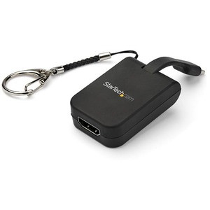 StarTech.com Compact USB C to HDMI Adapter - 4K 30Hz USB Type-C to HDMI Video Display Converter w/ Keychain Ring- Thunderbolt 3 Compatible - USB-C (DP 1.2 Alt Mode/HBR2) to HDMI 1.4 video |4K 30Hz/7.1 Audio/HDCP 2.2/1.4 | 1080p/TB3 Compatible - USB T