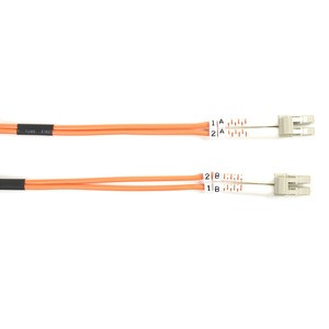 Black Box Fiber Optic Duplex Patch Network Cable - 6.50 ft Fiber Optic Network Cable for Transceiver, Switch, Server, Network Device - First End: 2 x LC Network - Male - Second End: 2 x LC Network - Male - 10 Gbit/s - Patch Cable - OFNR - 62.5/125 µm