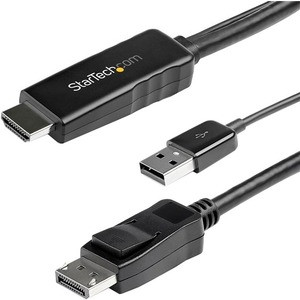 StarTech.com 3 m (9.8 ft.) HDMI to DisplayPort Cable - 4K 30Hz - USB-powered - Active HDMI to DisplayPort Cable (HD2DPMM10) - This 4K HDMI to DisplayPort cable with USB power lets you connect an HDMI video source such as your laptop desktop Blu-ray? 