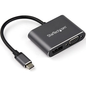 StarTech.com USB C Multiport Video Adapter - USB-C to 4K 60Hz DisplayPort 1.2 HBR2 HDR or 1080p VGA Monitor Adapter - USB Type-C 2-in-1 - 2-in-1 USB-C multiport video adapter to DisplayPort 1.2 or VGA - 4K 60Hz DP 1.2 (HBR2) or 1080p VGA converter - 