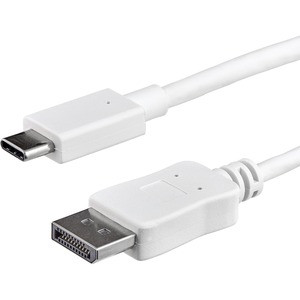 StarTech.com 3ft/1m USB C to DisplayPort 1.2 Cable 4K 60Hz - USB Type-C to DP Video Adapter Monitor Cable HBR2 - TB3 Compatible - White - USB C to DisplayPort 1.2 Cable w/ 4K 60Hz/HBR2/5.1 Audio/HDCP 2.2/1.4 - Integrated video adapter minimizes signa