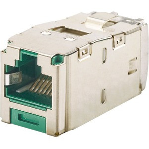 Panduit Mini-Com Network Connector - 1 Pack - 1 x RJ-45 Network Female - Tin - Green
