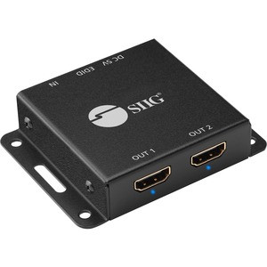 SIIG 2-Port HDMI 2.0 HDR Mini Splitter Amplifier with EDID Management - 2 Port HDMI Splitter- 4K60Hz- 1x2 HDMI Splitter- HDR- HDCP 2.2- HDMI 4K Splitter with EDID management - 2 Port 4K HDMI Splitter 1 in 2 out Video Scaling- 7.1-ch Audio- HDMI Split