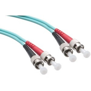 Axiom ST/ST 10G Multimode Duplex OM3 50/125 Fiber Optic Cable 1m - TAA Compliant - 3.28 ft Fiber Optic Network Cable for Network Device - First End: 2 x ST Network - Male - Second End: 2 x ST Network - Male - 10 Gbit/s - 50/125 µm - Aqua - TAA Compli