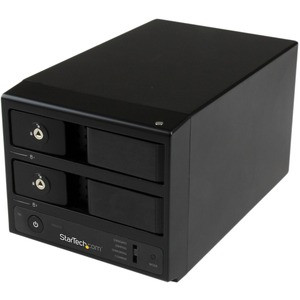 StarTech.com USB 3.0 / eSATA Dual-Bay Trayless 3.5" SATA III Hard Drive Enclosure with UASP - 2-Bay SATA 6 Gbps Hot-Swap HDD Enclosure - Connect two hot-swappable 3.5" SATA III hard drives to your computer externally through USB 3.0 with UASP or eSAT