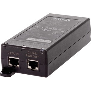 AXIS 30 W Midspan AC/DC - 56 V DC Output - Gigabit Ethernet Input Port(s) - PoE Output Port(s) - 30 W - Wall/Shelf/DIN Rail-mountable - Black