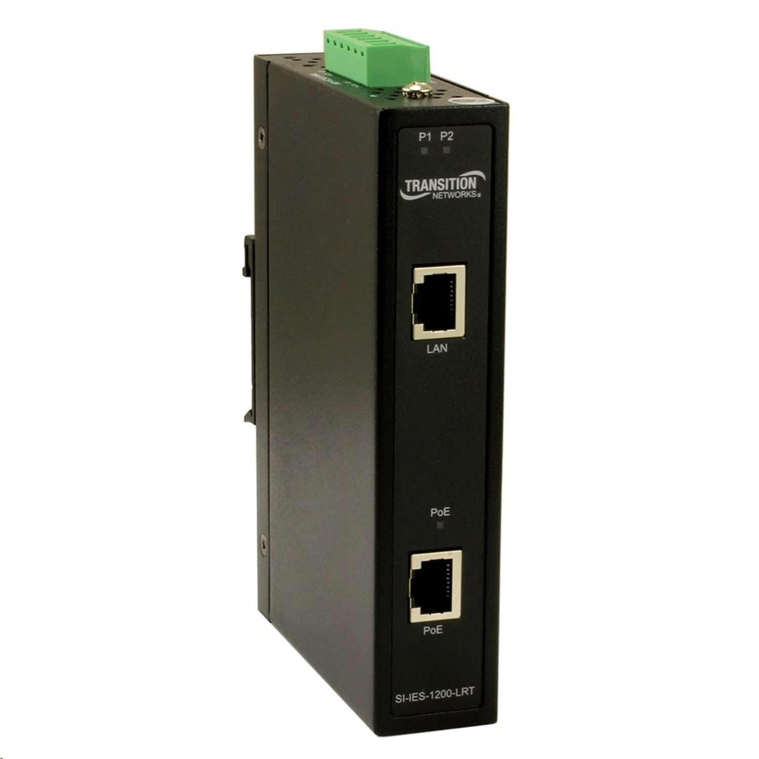 Transition Networks Hardened 1-port Mid-span PoE+ Injector - 24 V DC, 48 V DC Input - 1 x 10/100/1000Base-T Input Port(s) - 1 x 10/100/1000Base-T Output Port(s) - 30 W - DIN Rail/Wall Mountable