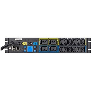 Eaton Metered Input rack PDU, 2U, L6-30P input, 10 ft cord, Single-phase, 200-240V, Outlets: (12) C13 Outlet grip, (4) C19 Outlet grip - NEMA L6-30P - 12 x IEC 60320 C13, 4 x IEC 60320 C19 - 230 V AC - 5760 W - Network (RJ-45) - 2U - Horizontal - Rac