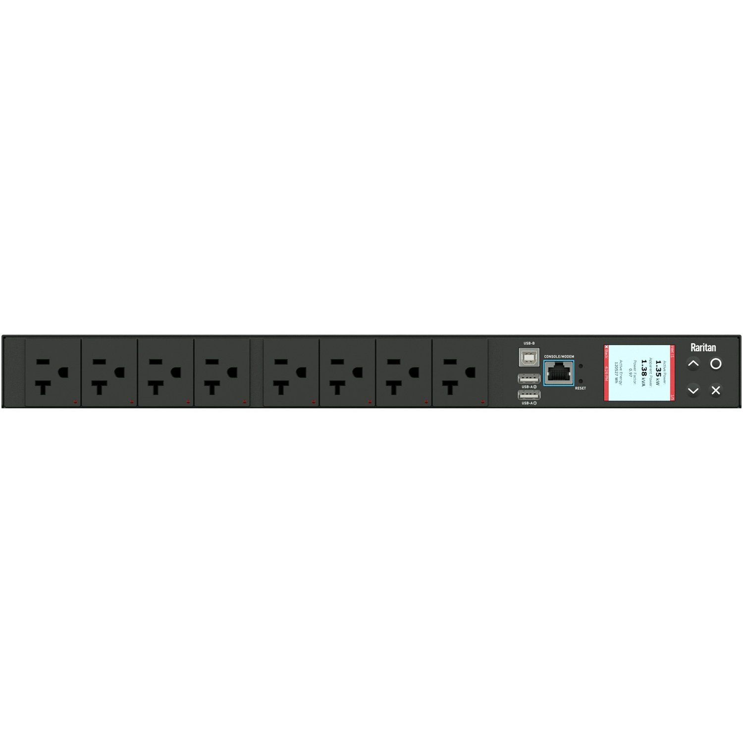 Raritan PX3-5147R 8-Outlet PDU - NEMA L5-20P - 8 x NEMA 5-20R - 120 V AC - 1900 W - Network (RJ-45) - 1U - Rack-mountable