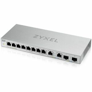 ZYXEL 12-Port Unmanaged Multi-Gigabit Switch with 2-Port 2.5G and 2-Port 10G SFP+ - 12 Ports - 2 Layer Supported - Modular - Twisted Pair, Optical Fiber - Desktop - 5 Year Limited Warranty