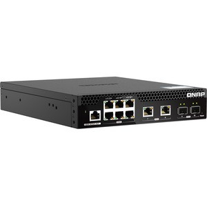 QNAP 10GbE and 2.5GbE Layer 2 Web Managed Switch for SMB Network Deployment - 8 Ports - Manageable - 10 Gigabit Ethernet, 2.5 Gigabit Ethernet - 10GBase-T, 10GBase-X, 2.5GBase-T - 2 Layer Supported - Modular - 40 W Power Consumption - Twisted Pair, O
