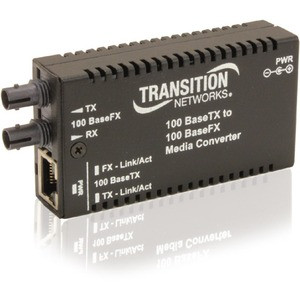 Transition Networks Mini Fast Ethernet Media Converter - 1 x Network (RJ-45) - 1 x SC Ports - 10/100Base-TX, 100Base-FX - 1.20 Mile - Wall Mountable, Rack-mountable, Desktop