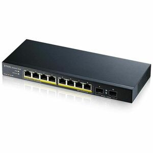 ZYXEL GS1100-10HP Ethernet Switch - 8 Ports - Gigabit Ethernet - 10/100/1000Base-TX, 1000Base-X - 2 Layer Supported - Modular - 2 SFP Slots - 130 W PoE Budget - Twisted Pair, Optical Fiber - PoE Ports - 1U High - Rack-mountable