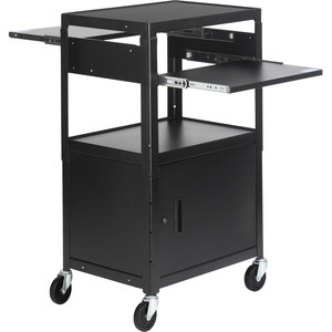 Bretford Basics CA2642DNS AV Notebook Cabinet Cart - 3 x Shelf(ves) - Locking Door - 42" Height x 24" Width x 18" Depth - Powder Coated - Steel - Black
