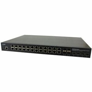 Transition Networks Managed Hardened Gigabit Ethernet PoE+ Rack Mountable Switch - 24 Ports - Manageable - Gigabit Ethernet - 10/100/1000Base-T - 4 Layer Supported - Modular - 4 SFP Slots - 36 W Power Consumption - 370 W PoE Budget - Twisted Pair, Op