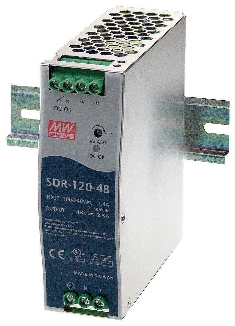 B+B SmartWorx 120W Single Output Industrial Din Rail With PFC Function - DIN Rail - 120 V AC, 230 V AC, 370 V DC Input - 48 V DC Output - 120 W - 90.5% Efficiency