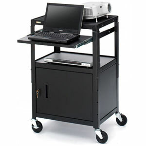 Bretford CA2642NS-P5 Adjustable Height Multipurpose Cart with Cabinet - Steel, Steel, Steel - Black