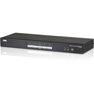 ATEN 4-Port USB DVI Dual View KVMP Switch-TAA Compliant - 4 Computer(s) - 1 Local User(s) - 2560 x 1600 - 1 x Network (RJ-45) - 8 x USB - 10 x DVI
