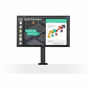 LG 27BN88Q-B 27" Class WQHD LCD Monitor - 16:9 - Textured Black - 27" Viewable - In-plane Switching (IPS) Technology - 2560 x 1440 - 16.7 Million Colors - FreeSync - 350 Nit Typical - 5 msGTG - HDMI - DisplayPort