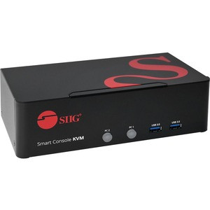 SIIG 2-Port DVI Dual-Link Smart Console Switch with USB 3.0 Multi-Media - Dual Link DVI USB KVM Switch with USB 3.0 Hub & Audio - 2 Port Dual Link DVI KVM Switch with Audio/ Hotkey / Manual Switching - 3840 x 2160 30Hz - 4K 30Hz - USB-A 5Gbps - Metal
