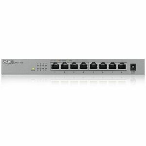 ZYXEL MG-108 Ethernet Switch - 5 Ports - 2.5 Gigabit Ethernet - 2.5GBase-T - 2 Layer Supported - 12.24 W Power Consumption - Twisted Pair - Wall Mountable, Desktop - 5 Year Limited Warranty