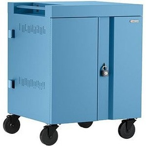 Bretford CUBE Cart AC for Up to 32 Devices w/Back Panel, Sky Paint - 2 Shelf - Steel - 30" Width x 26.5" Depth x 37.5" Height - Sky - For 32 Devices