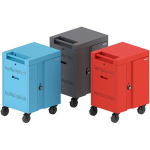 Bretford CUBE Cart Mini Charging Cart AC for 20 Devices, Red Paint - 2 Shelf - Push Handle Handle - Steel - 24" Width x 21" Depth x 37.5" Height - Red - For 20 Devices
