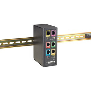 Black Box Industrial Ethernet Extender Multi-Drop Unit - G-SHDSL 2-Wire, 15-Mbps - 4 x Network (RJ-45) - 32808.40 ft Extended Range