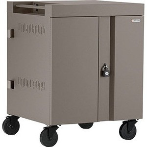 Bretford CUBE Cart 36, AC Charging, Sky Paint - 2 Shelf - 4 Casters - Polypropylene, Steel - 30" Width x 26.5" Depth x 37.5" Height - Champagne - For 36 Devices