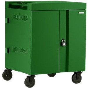 Bretford CUBE Cart 36, AC Charging, Sky Paint - 2 Shelf - 4 Casters - Polypropylene, Steel - 30" Width x 26.5" Depth x 37.5" Height - Grass - For 36 Devices