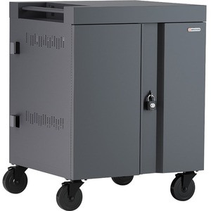 Bretford CUBE Cart - 2 Shelf - Push/Pull Handle - 4 Casters - Steel - 30" Width x 26.5" Depth x 37.5" Height - Black Pumice - For 36 Devices