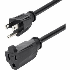 StarTech.com 20ft (6m) Power Extension Cord, NEMA5-15R to NEMA5-15P Black Extension Cord, 13A 125V, 16AWG, Computer Power Extension Cable - AC power extension cord 20ft/6m 16AWG power supply extension cable NEMA 5-15R to NEMA 5-15P connectors; 125V a