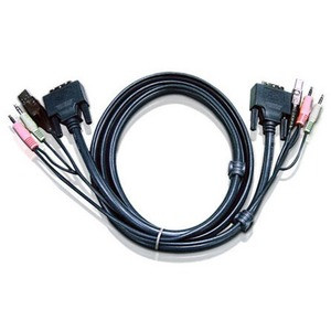 ATEN 2L-7D02UD Dual Link KVM Cable Adapter - 5.91 ft KVM Cable - First End: 2 x Mini-phone Audio - Male, 1 x DVI (Dual-Link) Digital Video - Male, 1 x USB Type A - Male - Second End: 1 x USB Type B - Male, 2 x Mini-phone Audio - Male, 1 x DVI-D (Dual