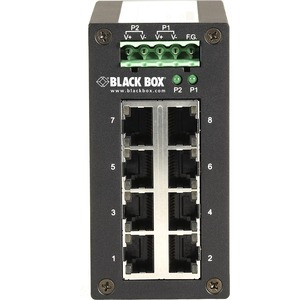Black Box 8PT Gb HRD SWT RJ45 - Gigabit Ethernet (1000-Mbps) Hardened Temperature Switch - (8) 10/100/1000-Mbps Copper RJ45