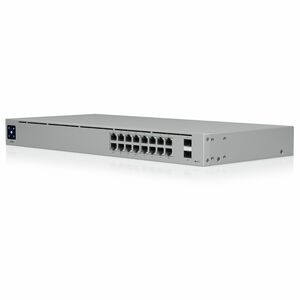 Ubiquiti UniFi 16-Port PoE Switch - 16 Ports - Manageable - 2 Layer Supported - Modular - 2 SFP Slots - Twisted Pair, Optical Fiber - 1U High - Rack-mountable, Desktop - 1 Year Limited Warranty