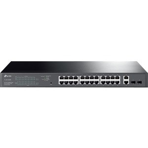 TP-Link TL-SG1428PE - 28-Port Gigabit Easy Smart Switch with 24-Port PoE+ - 28 Ports - Manageable - 2 Layer Supported - Modular - 2 SFP Slots - 27 W Power Consumption - 250 W PoE Budget - Optical Fiber, Twisted Pair - PoE Ports - 1U High - Rack-mount
