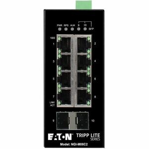 Tripp Lite by Eaton 8-Port Managed Industrial Gigabit Ethernet Switch - 10/100/1000 Mbps, 2 GbE SFP Slots, -40Â° to 75Â°C, DIN Mount - TAA Compliant - 8 Ports - Manageable - Gigabit Ethernet - 10/100/1000Base-T, 100Base-FX, 1000Base-X, 1000Base-SX/LX