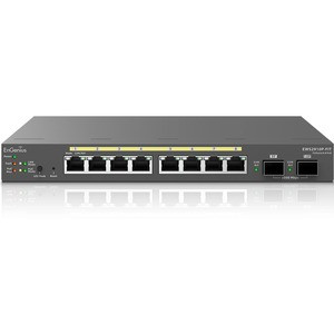 EnGenius EWS2910P-FIT Ethernet Switch - 8 Ports - Manageable - Gigabit Ethernet - 10/100/1000Base-T, 1000Base-X - 2 Layer Supported - Modular - 2 SFP Slots - 61.60 W PoE Budget - Twisted Pair, Optical Fiber - PoE Ports - 1 Year Limited Warranty