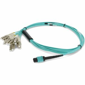 AddOn 1m MPO (Female) to 6xLC (Male) 12-Strand Aqua OM3 Duplex Fiber Fanout Cable - 100% compatible and guaranteed to work